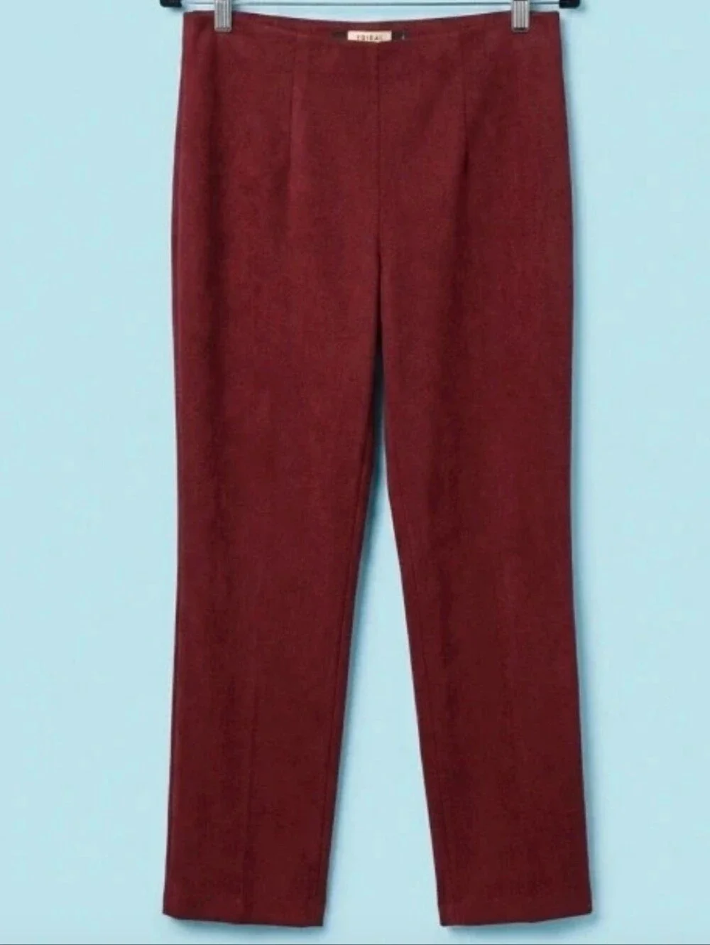 Tribal Burgundy Faux Suede Stretch Straight Leg Ankle Pants